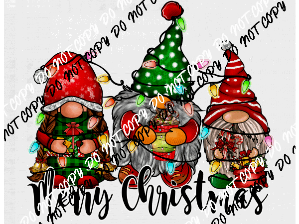 Merry Christmas Gnomes Lights DTF Transfer - We Print U Press DTF Transfers