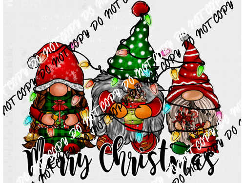 Merry Christmas Gnomes Lights DTF Transfer - We Print U Press DTF Transfers