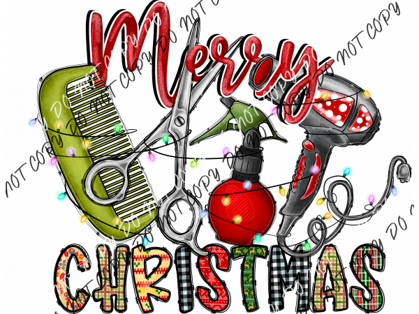 Merry Christmas Hair Stylist Tools Dtf Transfer Rtp Transfers