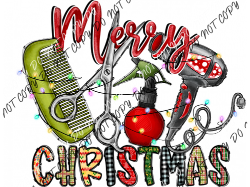 Merry Christmas Hair Stylist Tools Dtf Transfer Rtp Transfers