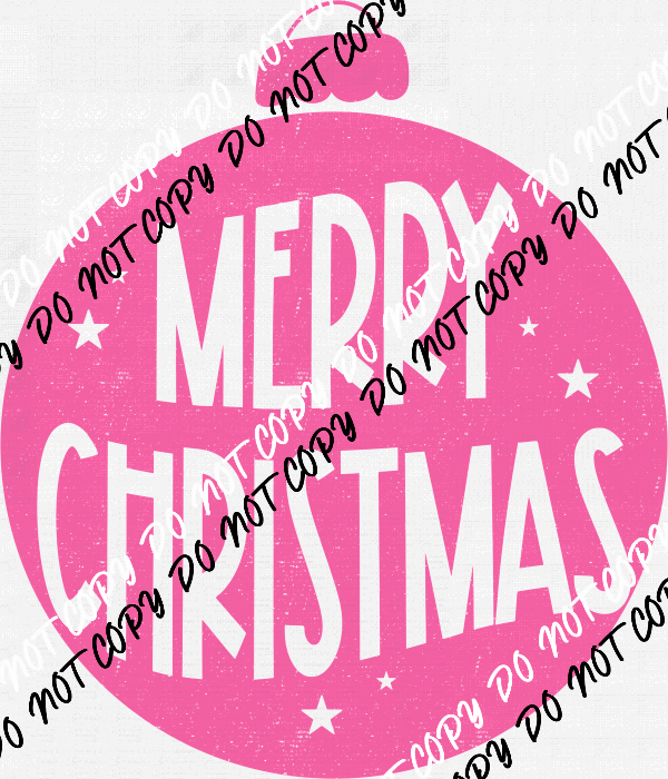 Merry Christmas Pink Distressed Ornament DTF Transfer - We Print U Press DTF Transfers