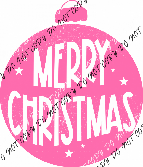 Merry Christmas Pink Distressed Ornament Dtf Transfer Rtp Transfers