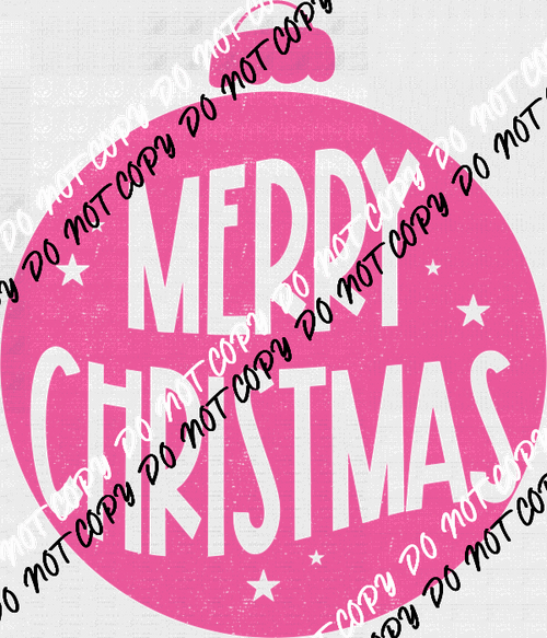 Merry Christmas Pink Distressed Ornament DTF Transfer - We Print U Press DTF Transfers