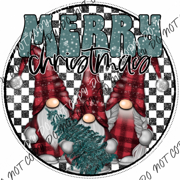 Merry Christmas Red Plaid Gnomes Dtf Transfer Rtp Transfers