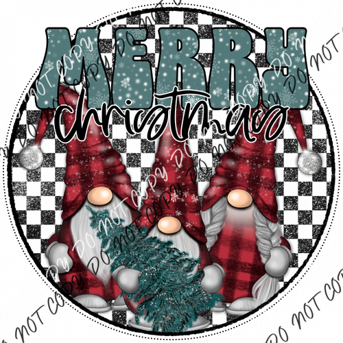 Merry Christmas Red Plaid Gnomes Dtf Transfer Rtp Transfers