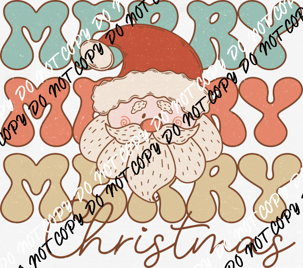 Merry Christmas Santa Face DTF Transfer - We Print U Press DTF Transfers