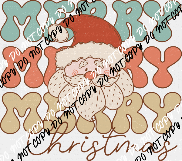 Merry Christmas Santa Face DTF Transfer - We Print U Press DTF Transfers