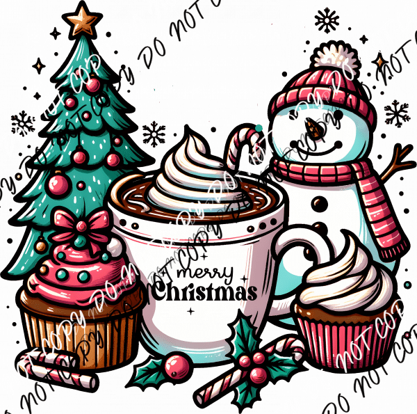 Merry Christmas Treats DTF Transfer - We Print U Press DTF Transfers