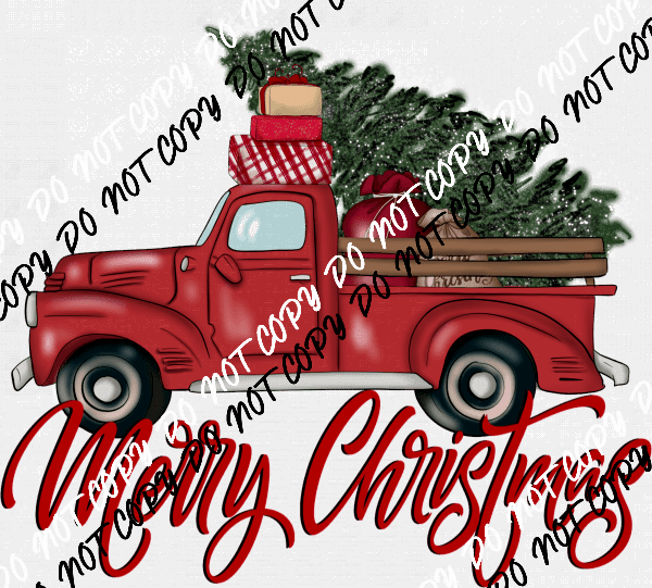 Merry Christmas Tree Truck DTF Transfer - We Print U Press DTF Transfers