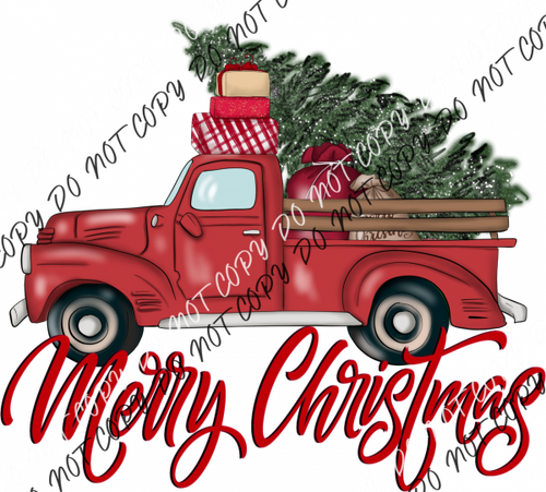 Merry Christmas Tree Truck Dtf Transfer Rtp Transfers