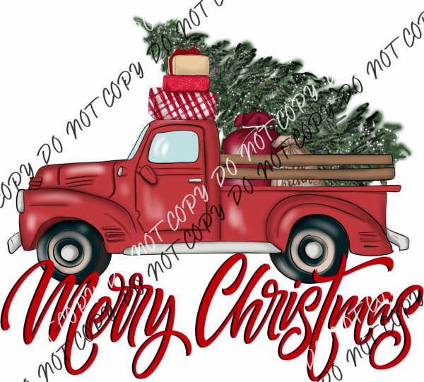 Merry Christmas Tree Truck Dtf Transfer Rtp Transfers