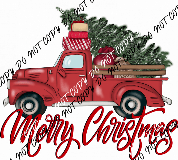 Merry Christmas Tree Truck DTF Transfer - We Print U Press DTF Transfers