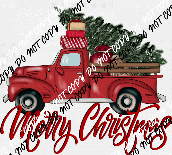 Merry Christmas Tree Truck DTF Transfer - We Print U Press DTF Transfers