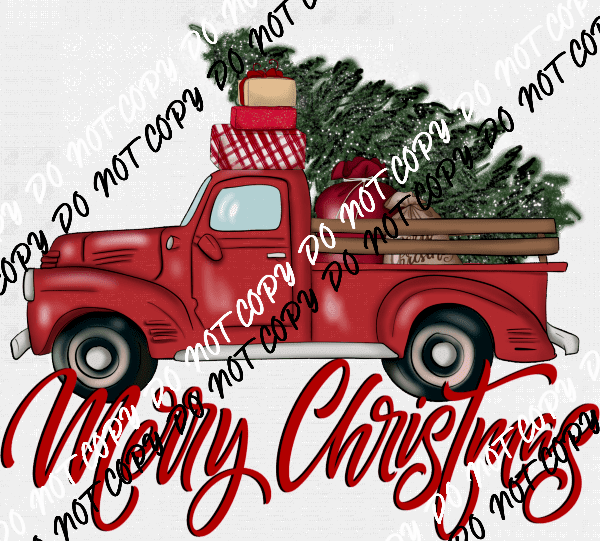 Merry Christmas Tree Truck DTF Transfer - We Print U Press DTF Transfers