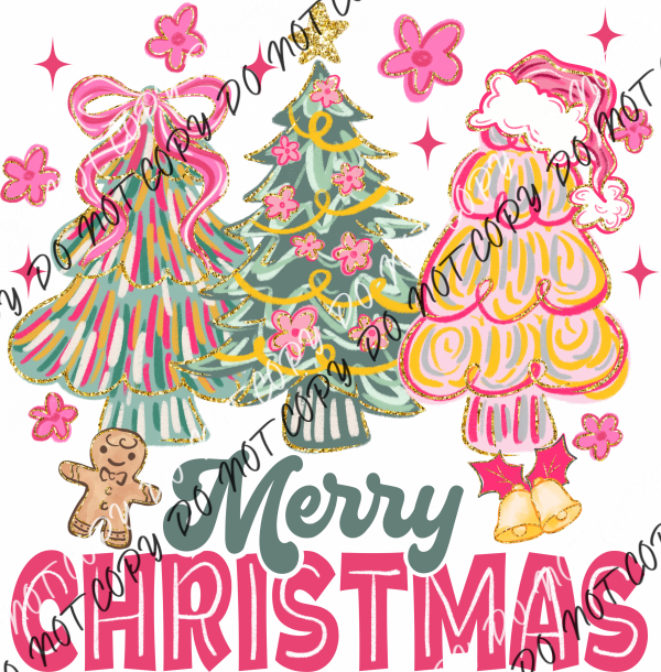 Merry Christmas Trio Trees DTF Transfer RTP DTF Transfers