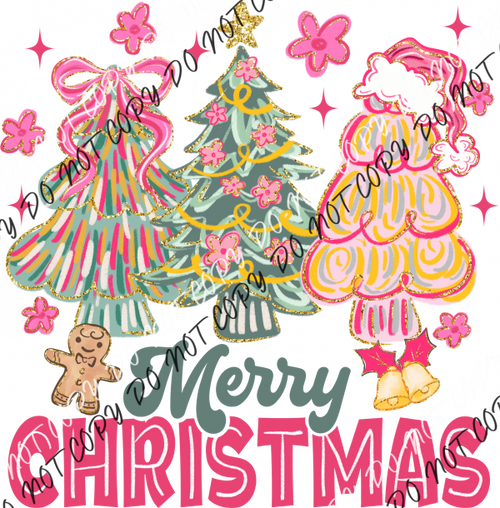 Merry Christmas Trio Trees DTF Transfer RTP DTF Transfers