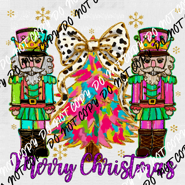 Merry Christmas Two Nutcrackers DTF Transfer - We Print U Press DTF Transfers