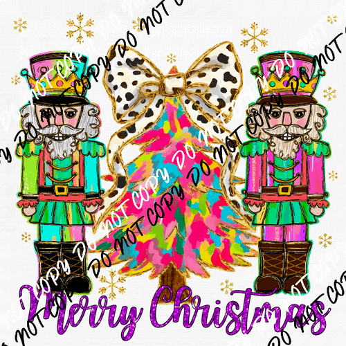 Merry Christmas Two Nutcrackers DTF Transfer - We Print U Press DTF Transfers