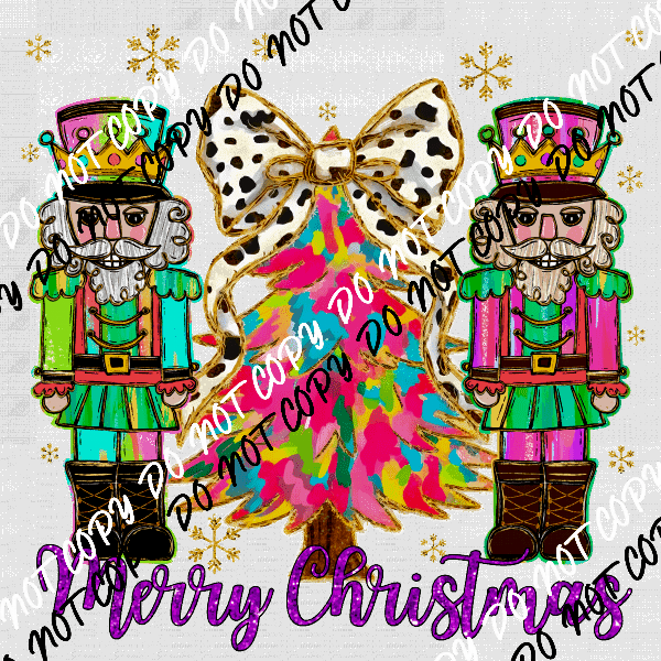 Merry Christmas Two Nutcrackers DTF Transfer - We Print U Press DTF Transfers