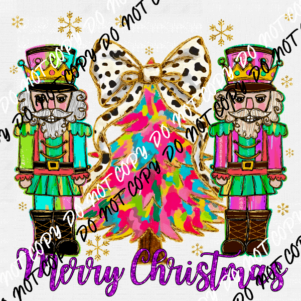 Merry Christmas Two Nutcrackers DTF Transfer - We Print U Press DTF Transfers