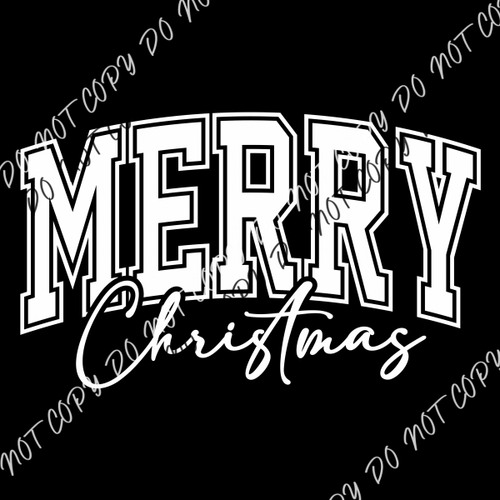 Merry Christmas Varsity White DTF Transfer RTP DTF Transfers
