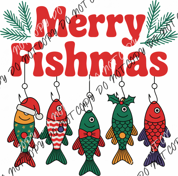 Merry Fishmas DTF Transfer RTP DTF Transfers