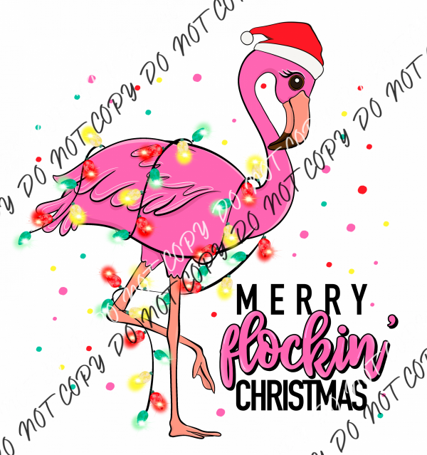 Merry Flockin Christmas Flamingo Dtf Transfer Transfers