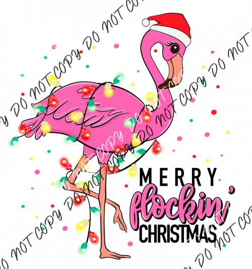 Merry Flockin Christmas Flamingo Dtf Transfer Transfers