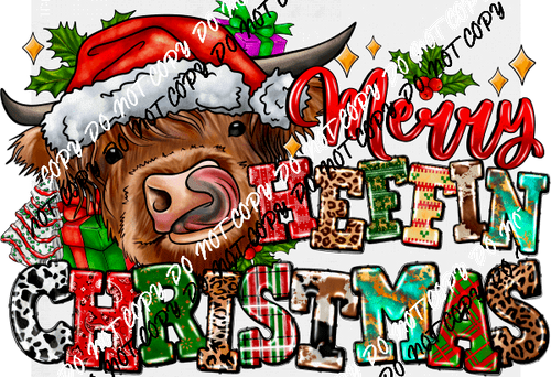 Merry Heffin Christmas DTF Transfer - We Print U Press DTF Transfers
