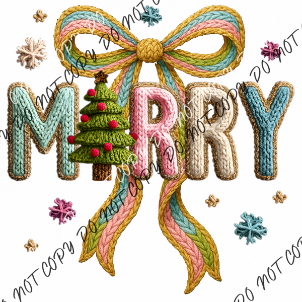 Merry Knit Christmas Faux Yarn DTF Transfer RTP DTF Transfers
