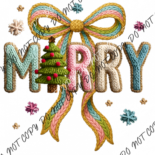 Merry Knit Christmas Faux Yarn DTF Transfer RTP DTF Transfers