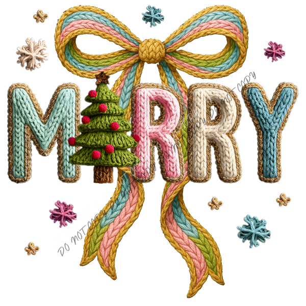 Merry Knit Christmas Faux Yarn DTF Transfer RTP DTF Transfers