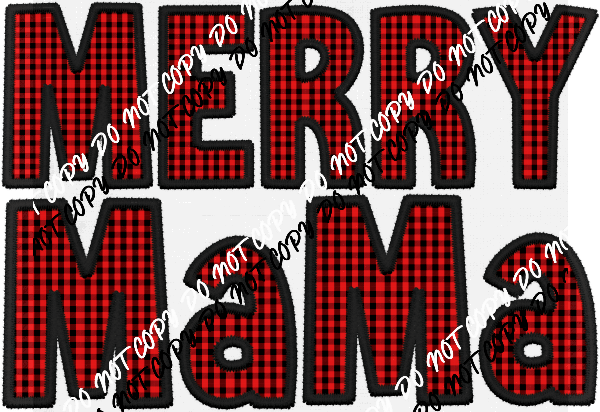 Merry Mama Red and Black Check faux embroidery DTF Transfer - We Print U Press DTF Transfers