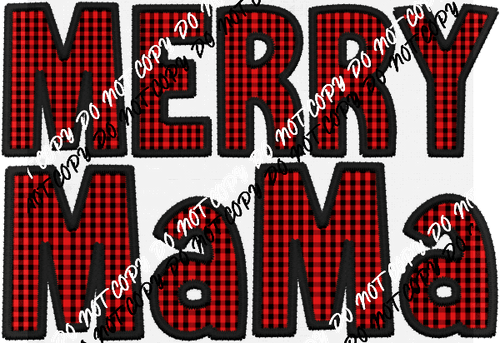 Merry Mama Red and Black Check faux embroidery DTF Transfer - We Print U Press DTF Transfers