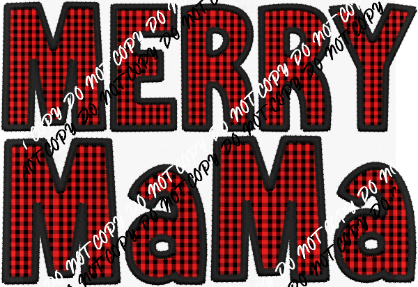 Merry Mama Red and Black Check faux embroidery DTF Transfer - We Print U Press DTF Transfers