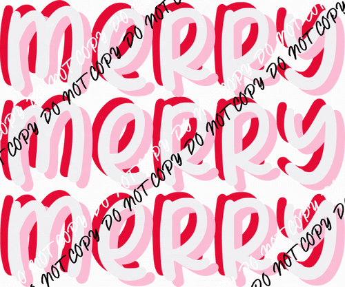 Merry Red White Text Mirror DTF Transfer - We Print U Press DTF Transfers