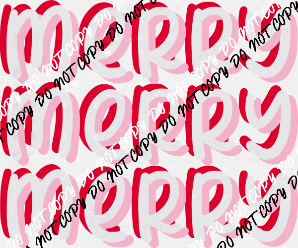 Merry Red White Text Mirror DTF Transfer - We Print U Press DTF Transfers