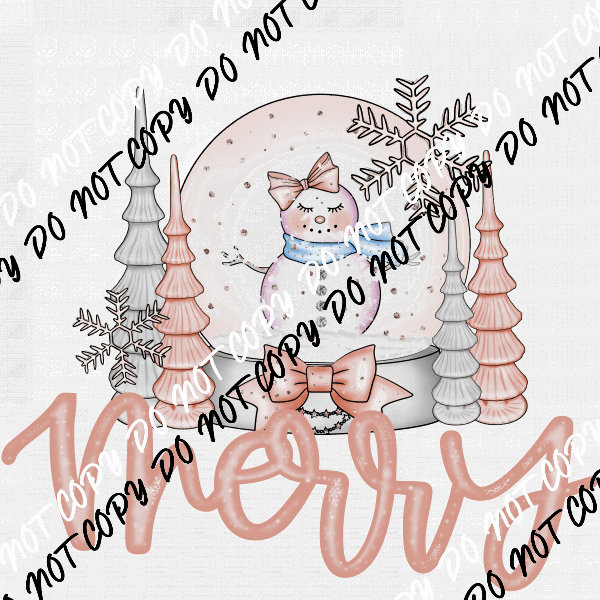 Merry Snowglobe pastel DTF Transfer - We Print U Press DTF Transfers