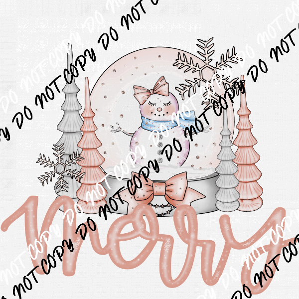 Merry Snowglobe pastel DTF Transfer - We Print U Press DTF Transfers