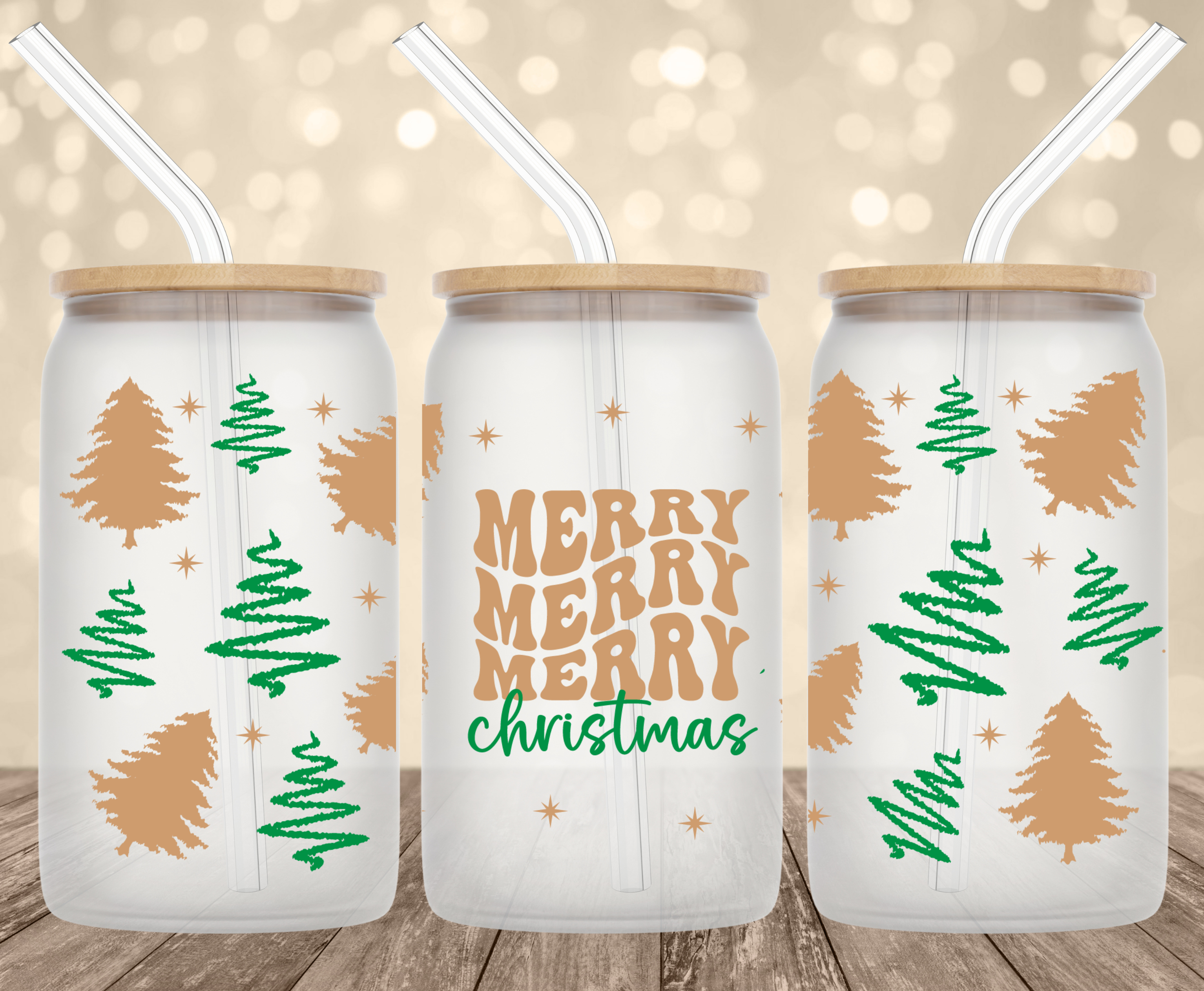 Merry Merry Merry UV Transfer for 16 oz Glass Can Tumblers