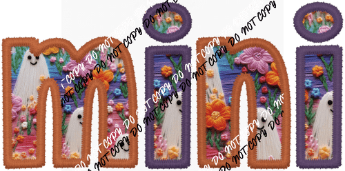 Mini Cute Ghost Text faux embroidery DTF Transfer - We Print U Press DTF Transfers