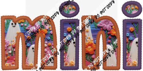 Mini Cute Ghost Text faux embroidery DTF Transfer - We Print U Press DTF Transfers
