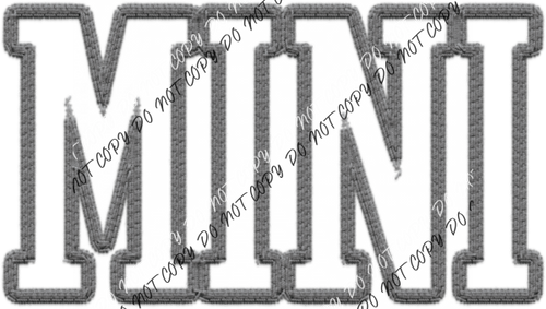 Mini Gray Outline Text Faux Embroidery Dtf Transfer Rtp Transfers