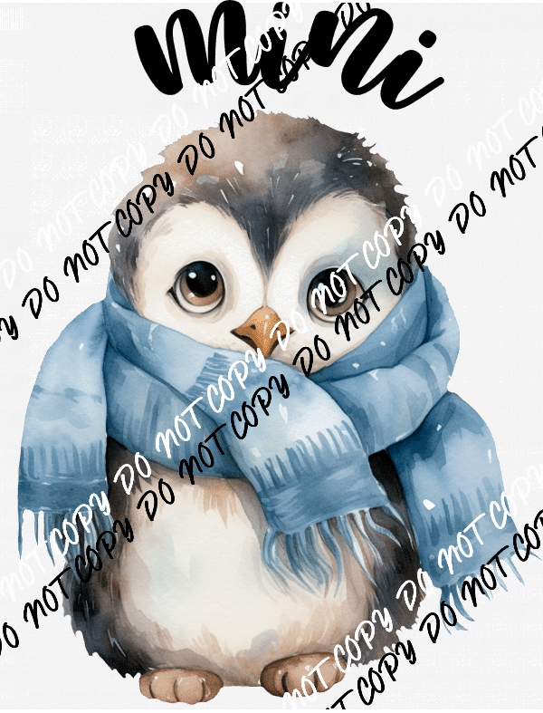 Mini Penguin with Blue Scarf DTF Transfer - We Print U Press DTF Transfers