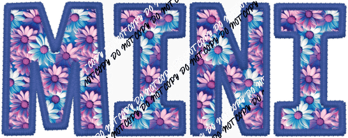 Mini Pink and Blue text faux embroidery DTF Transfer - We Print U Press DTF Transfers