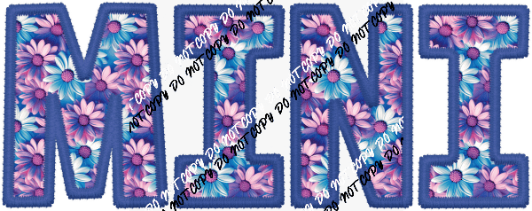 Mini Pink and Blue text faux embroidery DTF Transfer - We Print U Press DTF Transfers