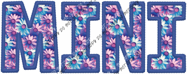 Mini Pink And Blue Text Faux Embroidery Dtf Transfer Rtp Transfers