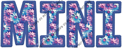 Mini Pink And Blue Text Faux Embroidery Dtf Transfer Rtp Transfers