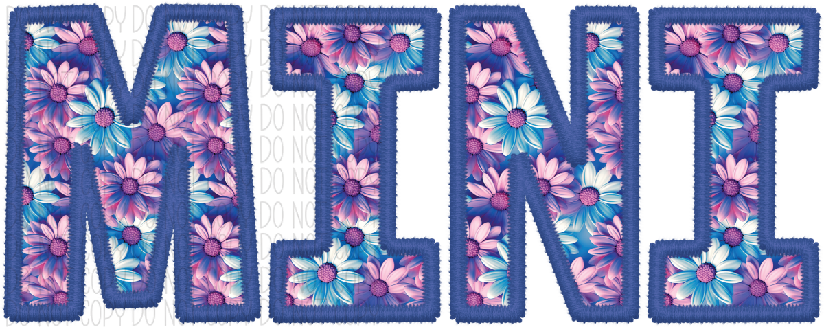 Mini Pink And Blue Text Faux Embroidery Dtf Transfer Rtp Transfers