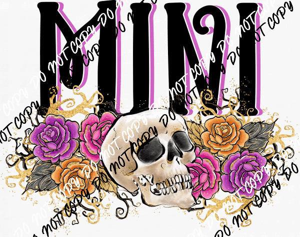 Mini Skull Flowers DTF Transfer - We Print U Press DTF Transfers